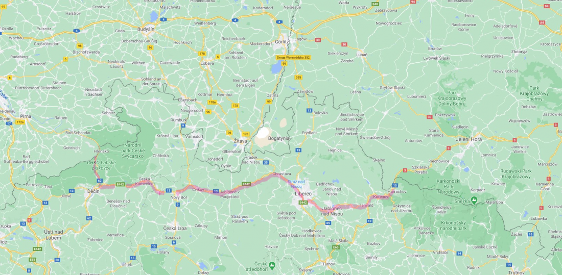 Mapa oblasti s intenzivním odlovem prasat divokých na severu Čech