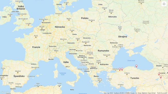 Mapa ohnisek nodulární dermatitidy skotu v roce 2020