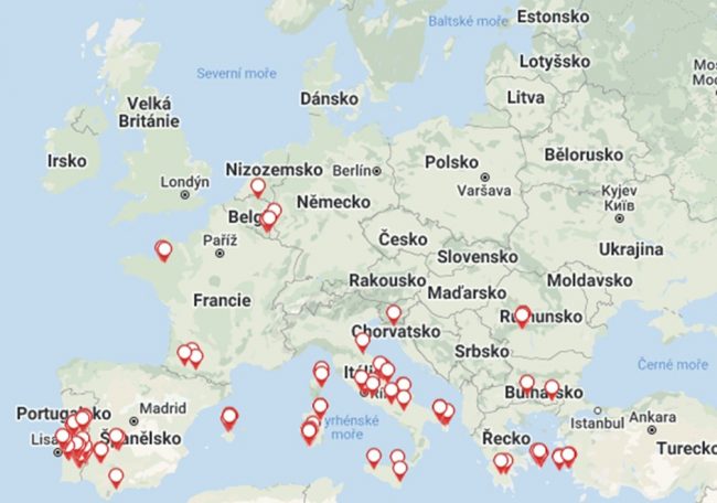 Mapa ohniska katarální horečky ovcí v roce 2021