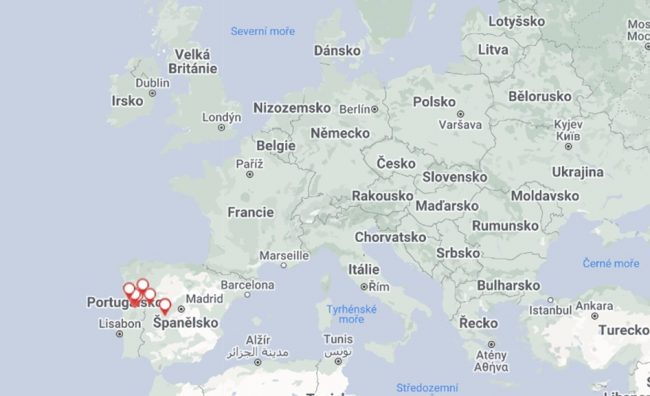 Mapa ohniska katarální horečky ovcí v roce 2022