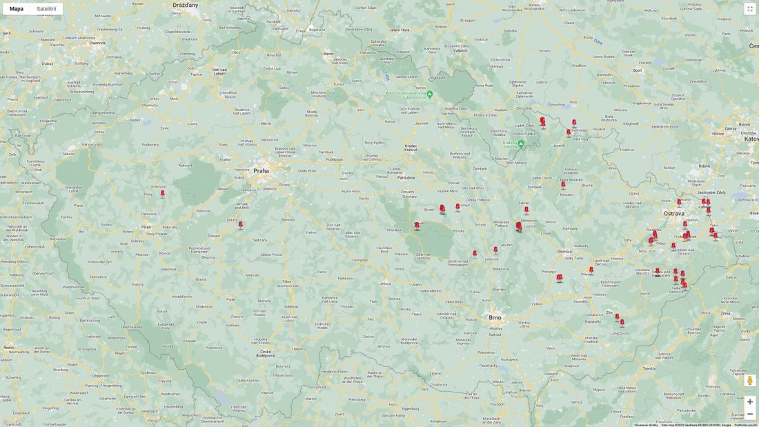 Mapa výskytu moru včelího plodu v roce 2022