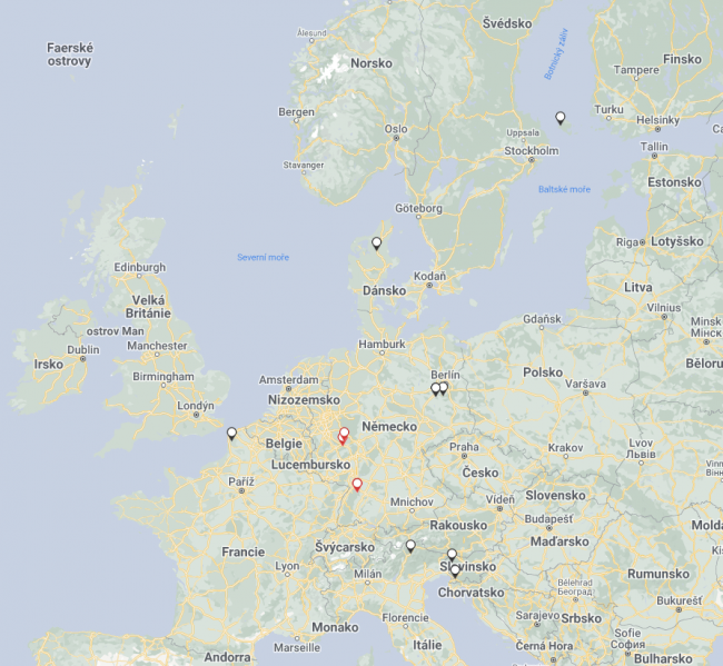 Mapa Výskyt nebezpečných nákaz ryb v Evropě v roce 2022