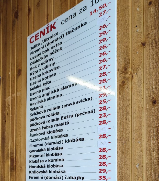 Ceník s klamavými názvy výrobků